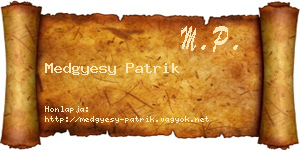 Medgyesy Patrik névjegykártya